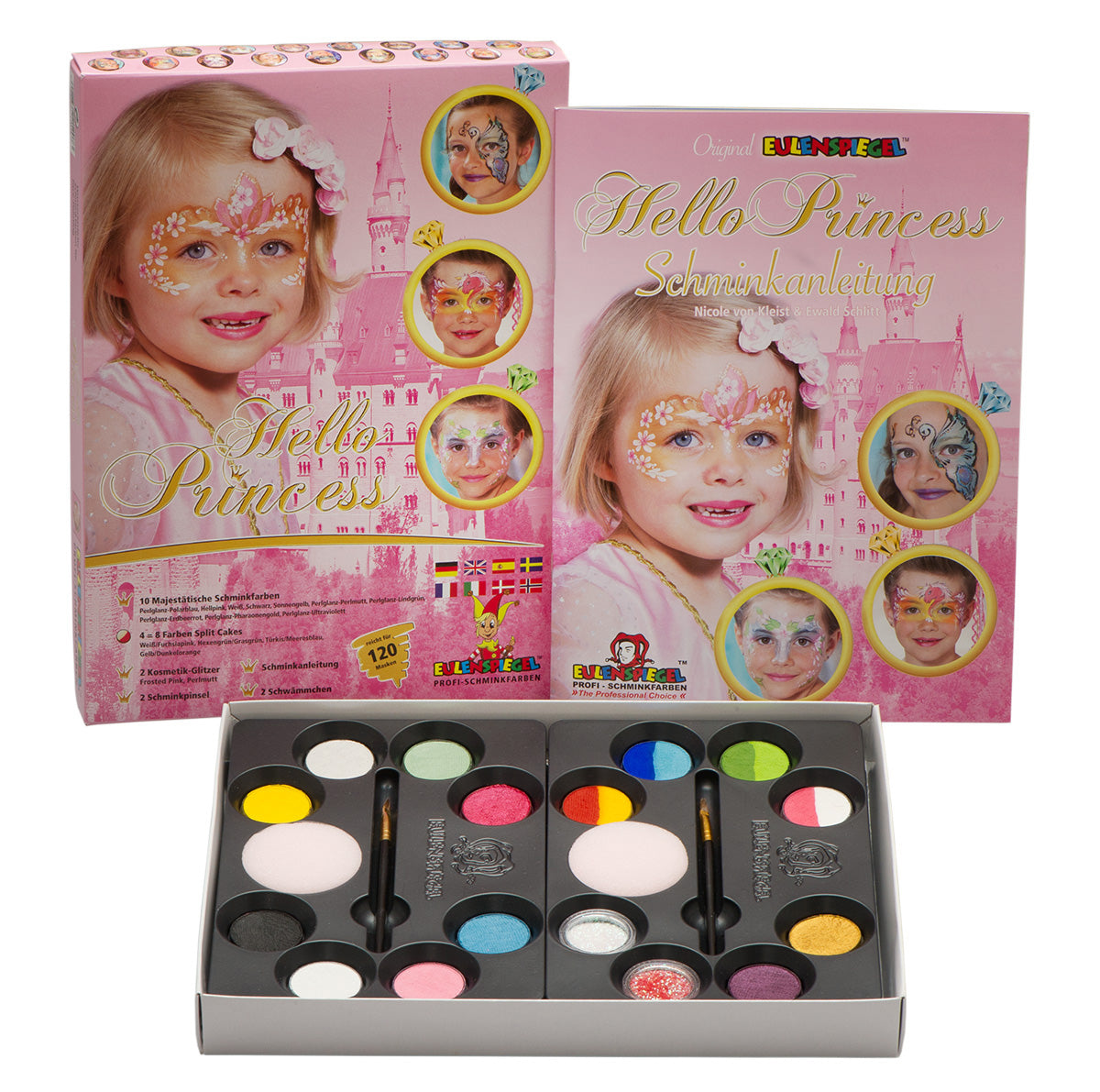 Set Profi Aqua Hello Princess 14 Colori+Glitter+Pennelli+Spugne Eulen