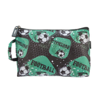Pochette busta con cerniera fantasia Football nera verde