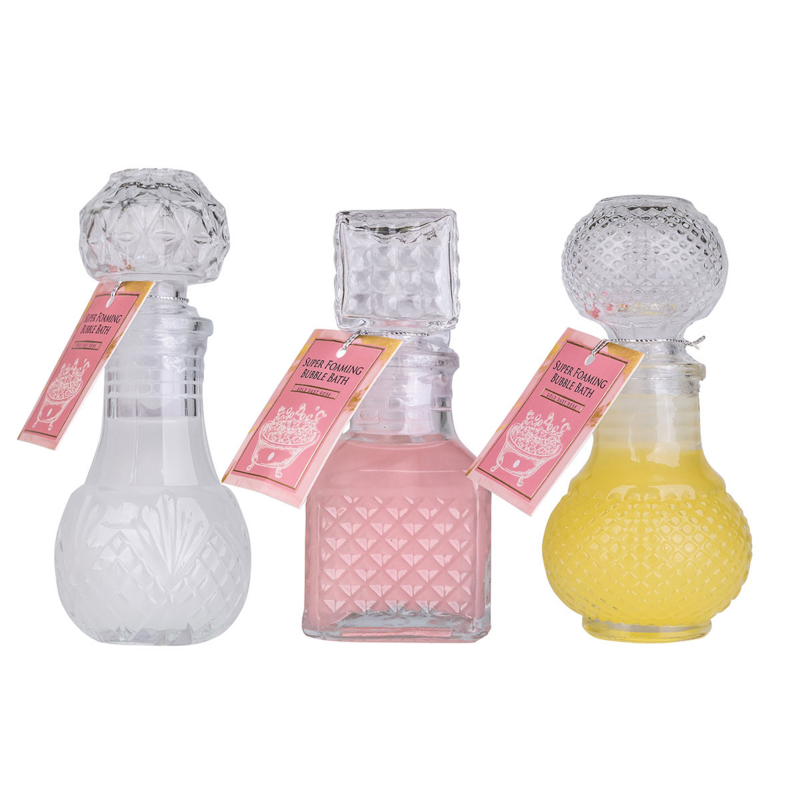 Bagnoschiuma bottiglia vetro lavorata Super Foaming Bubble Bath 50 ml