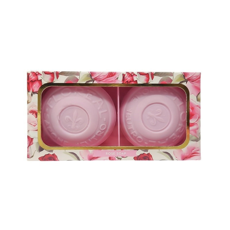 Confezione Regalo 2 Saponette Sapone Neutro Floreal profumo alla Rosa
