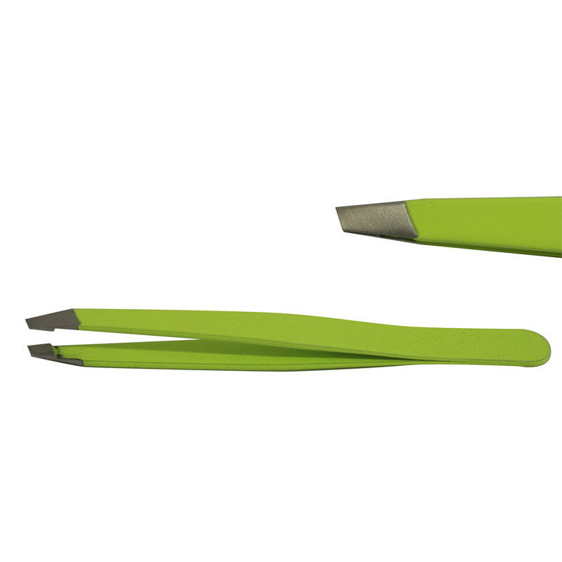 Pinzetta sopracciglia acciao inox taglio obliquo Fluo Yellow Estas