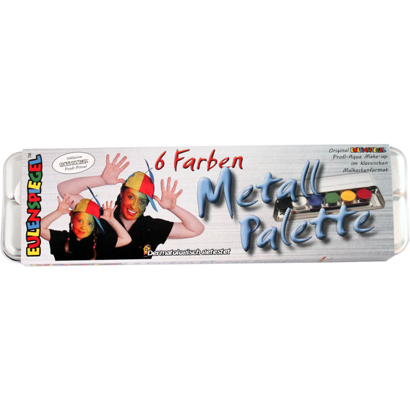 Set Profi Tavolozza Metal Palette 6 Colori+Pennello Eulenspiegel