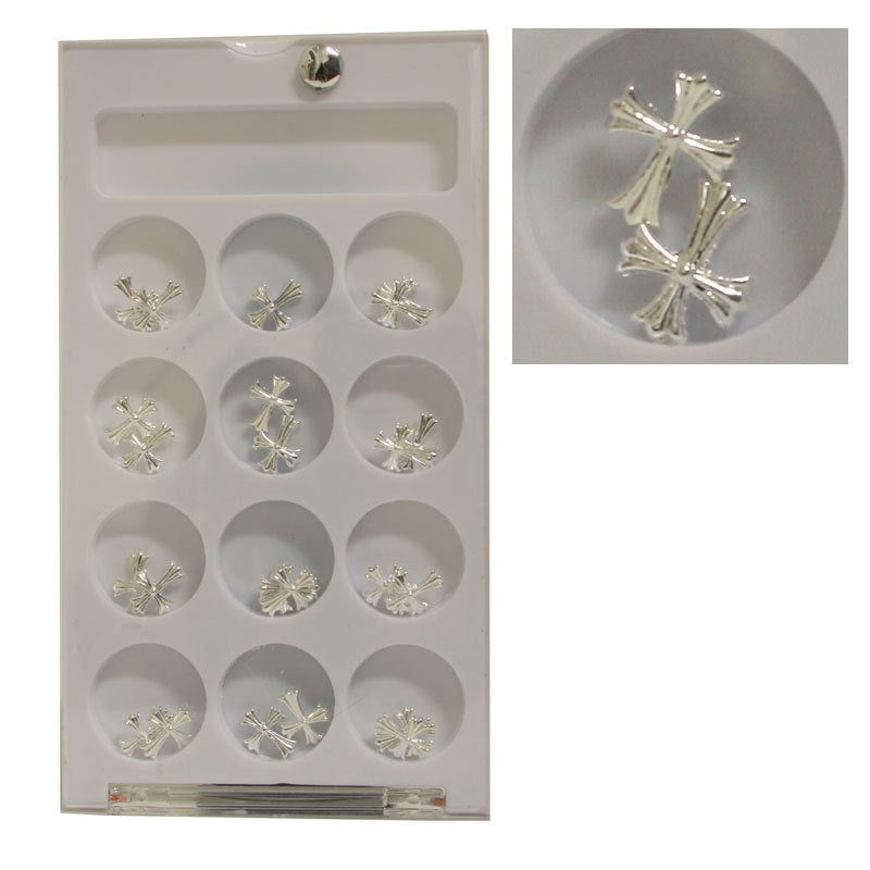 Decoro unghie Beauty nail Croce Argento Lucido Lunga ASN21