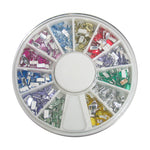 Ruota con decori unghie nail art brillantini rettangolari colorati