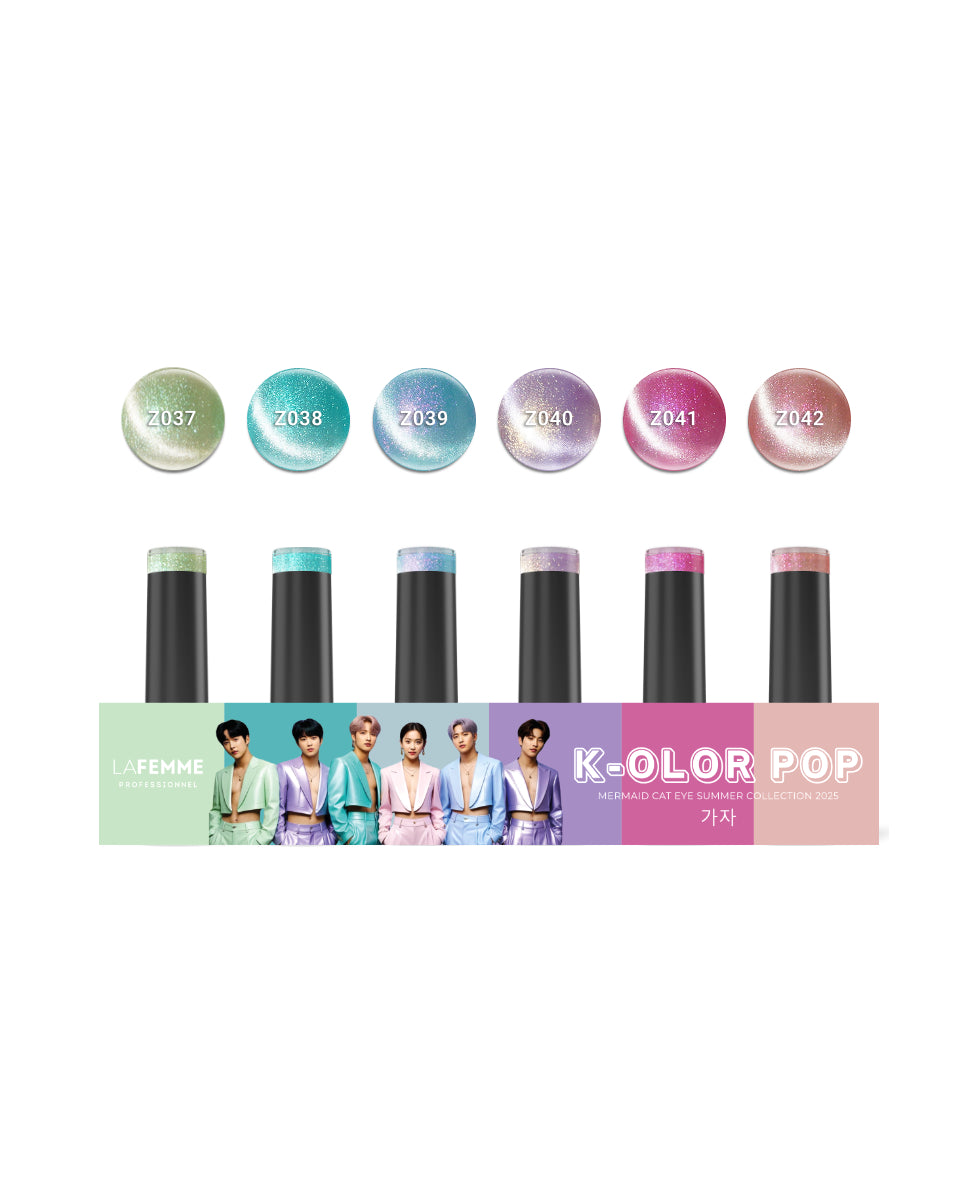 Kit 6 colori Gel Polish Cat Eye K-Olor Pop Z037/38/39/40/41/42 LAFEMME