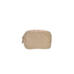 Pochette Piccola Velluto Rigato Beige Tortora con cerniera