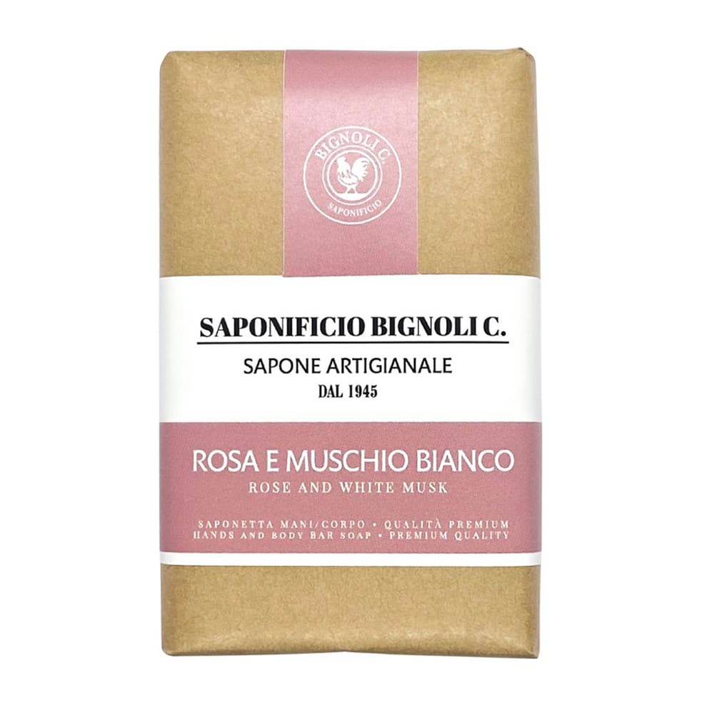 Saponetta Artigianale Rosa e Muschio Bianco Saponificio Bignoli 150 g