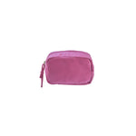 Pochette Piccola Velluto Rigato Rosa con cerniera