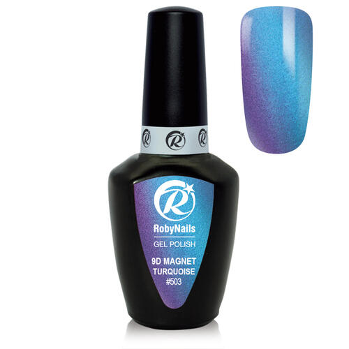 Smalto Semipermanente Gel Polish 9D Magnet Turquoise 8 ml Roby Nails