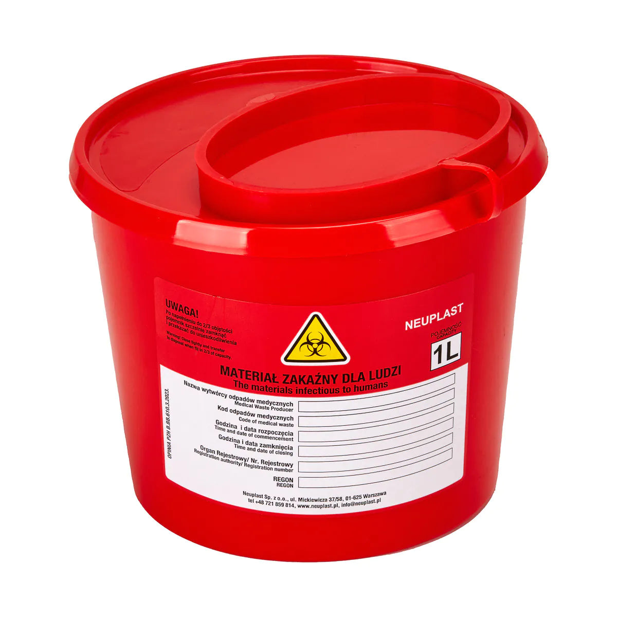 Contenitore per Lamette ed Aghi Usati 1L