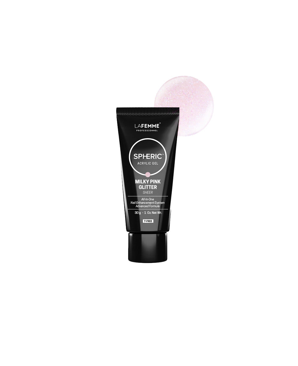 Acrylic Gel Milky Pink Glitter Spheric La Femme 30 gr