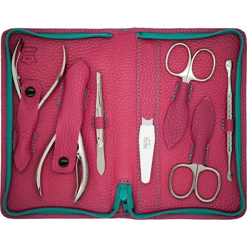 Set Manicure Custodia in Pelle 7 Attrezzini Nichelati 90157N