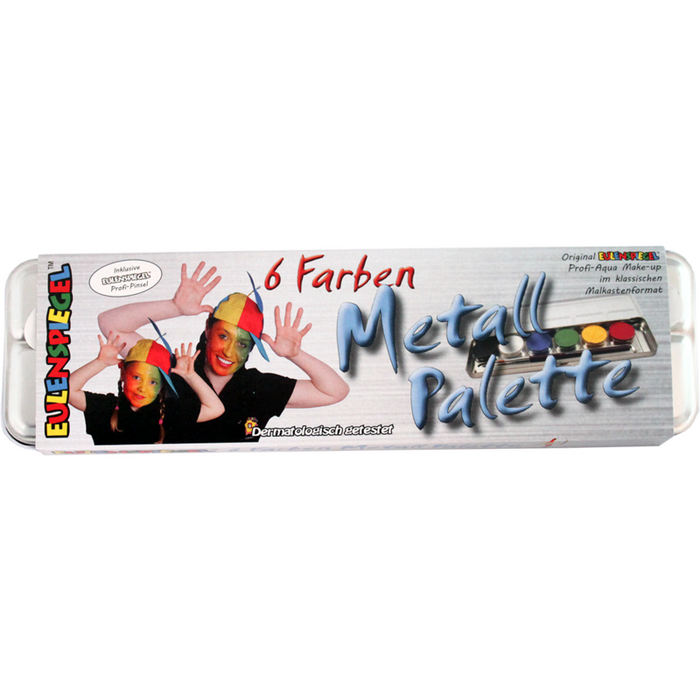 Set Profi Tavolozza Metal Palette 6 Colori+Pennello Eulenspiegel
