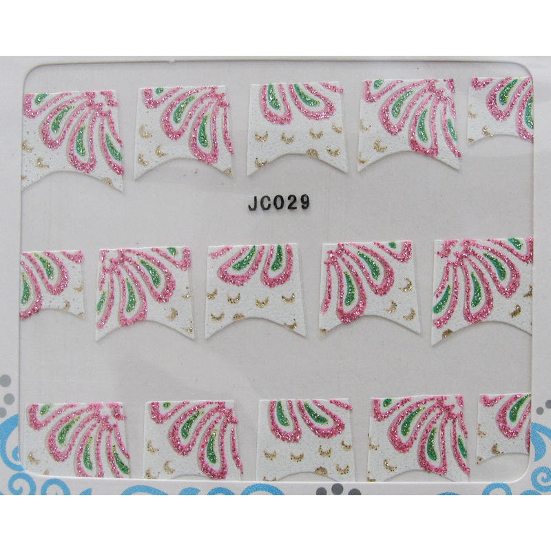 Decori 2D petali rosa e verdi JC029