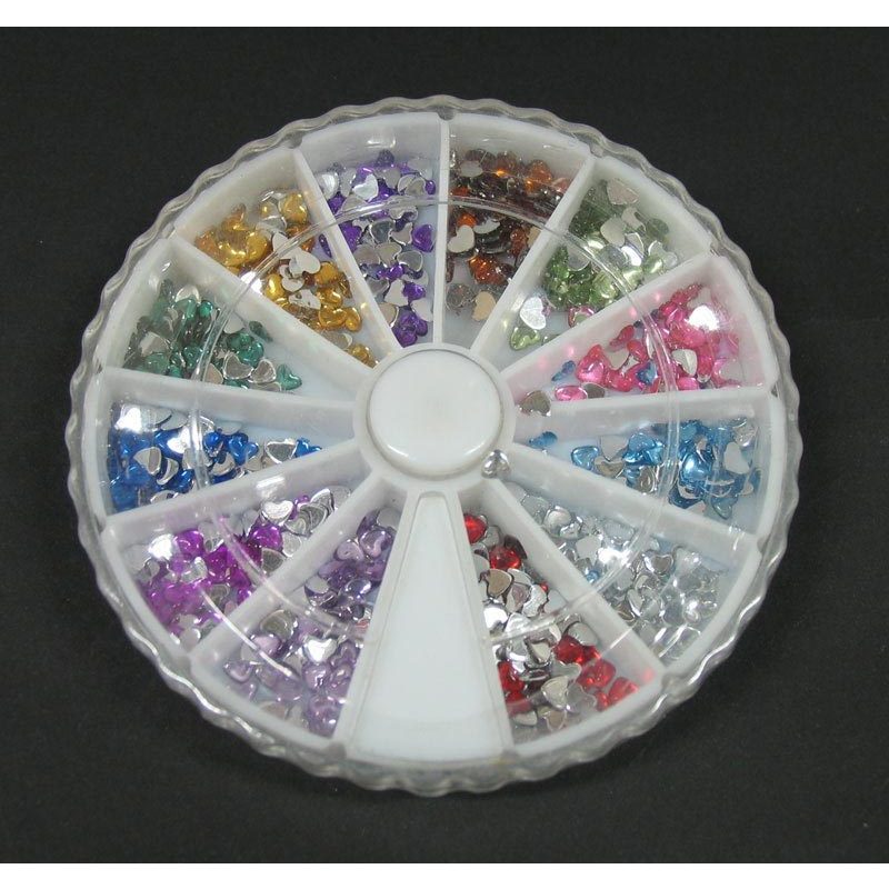 Kit ruota 600 brillantini decoro unghie cuori SBox-10