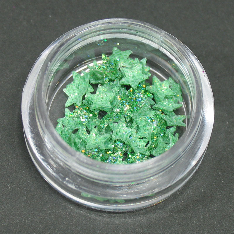 Stelline 3D con brillantini decoro unghie verde