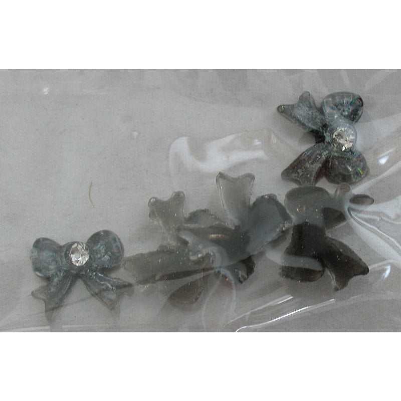 Decoro fiocco 3D con brillantino colore trasparente nero