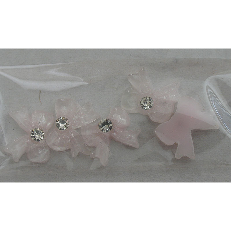 Decoro fiocco 3D con brillantino colore trasparente rosa chiaro