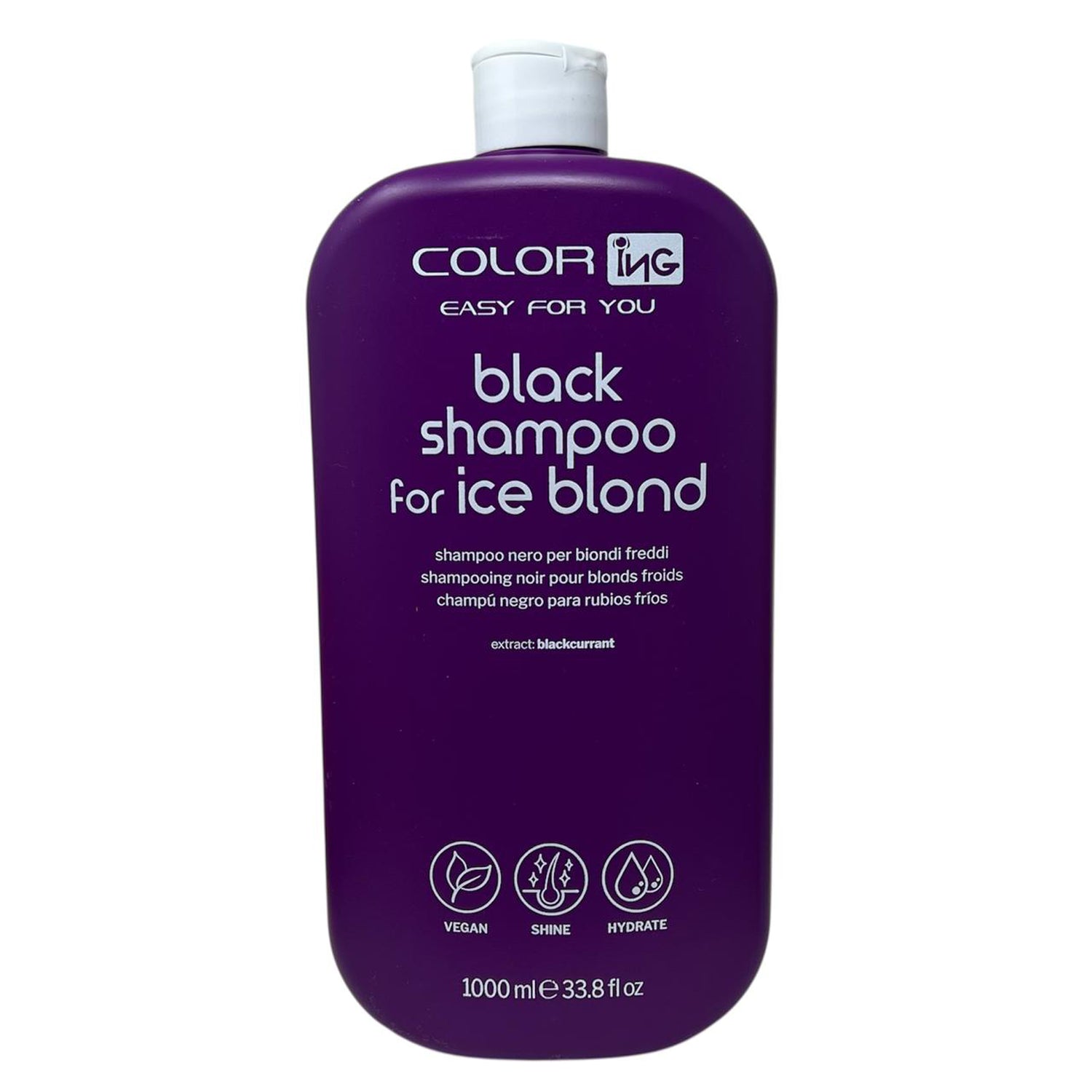 Shampoo per capelli nero Black Ice biondi freddi Vegan ColorIng 1000 ml