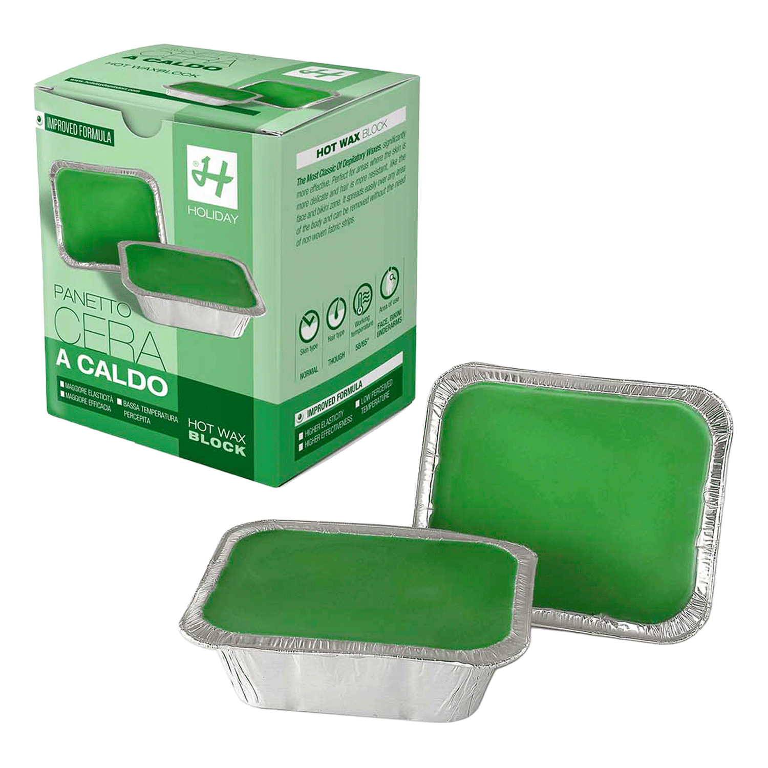 Cera a Caldo Clorofilla Verde Holiday vaschetta da 500gr.
