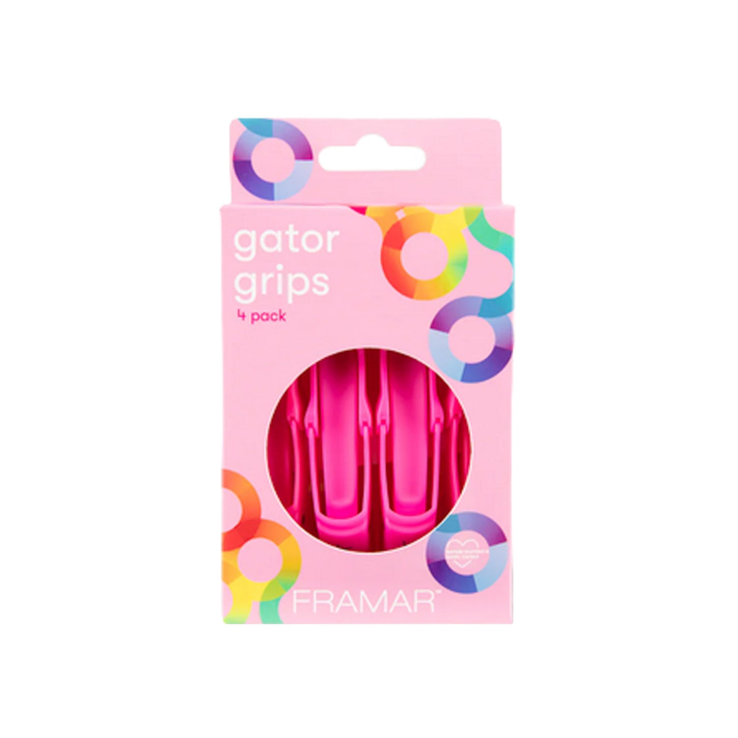 Fermacapelli Gommato Gator Grips Rosa 4 pezzi Framar
