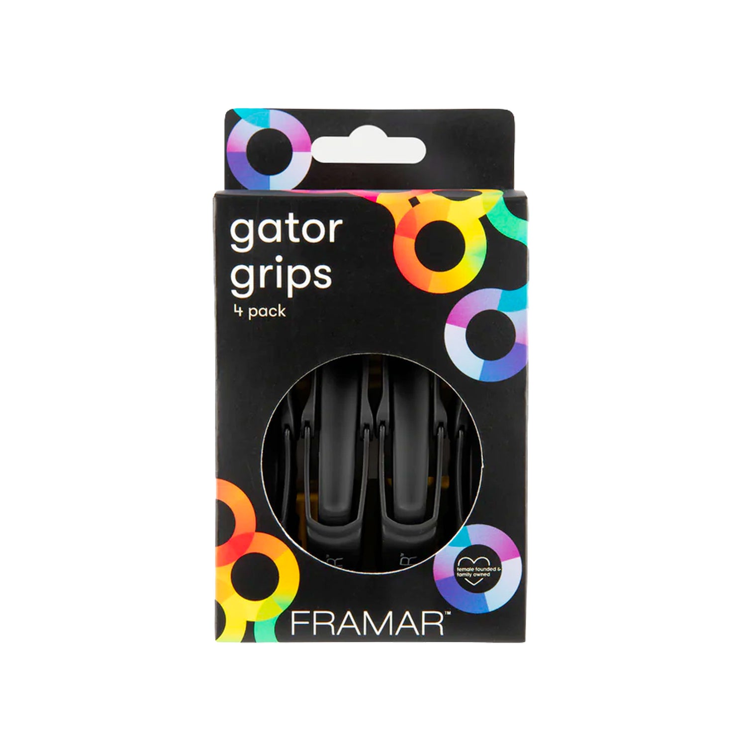 Fermacapelli Gommato Gator Grips Nero 4 pezzi Framar
