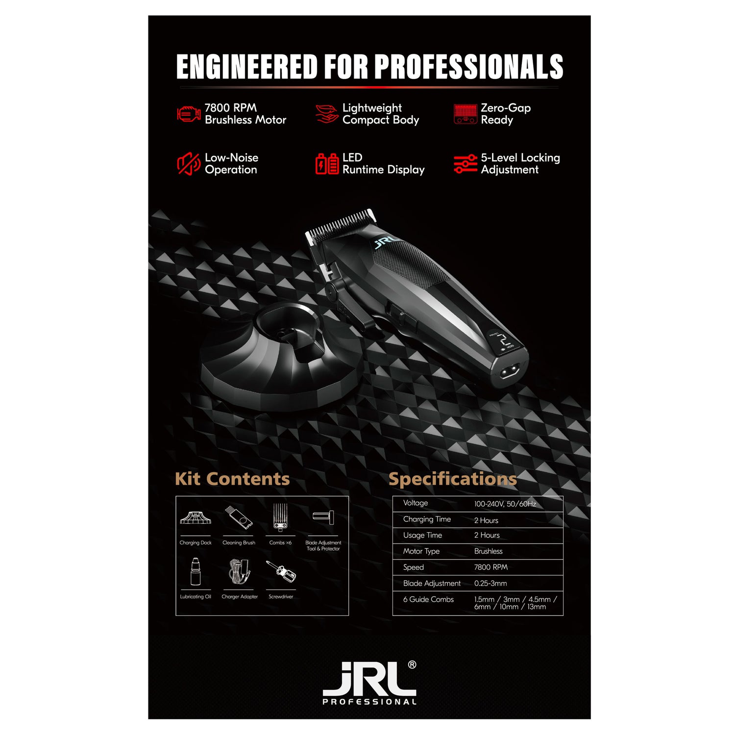 Tagliacapelli Professionale 3000C Fade Black JRL