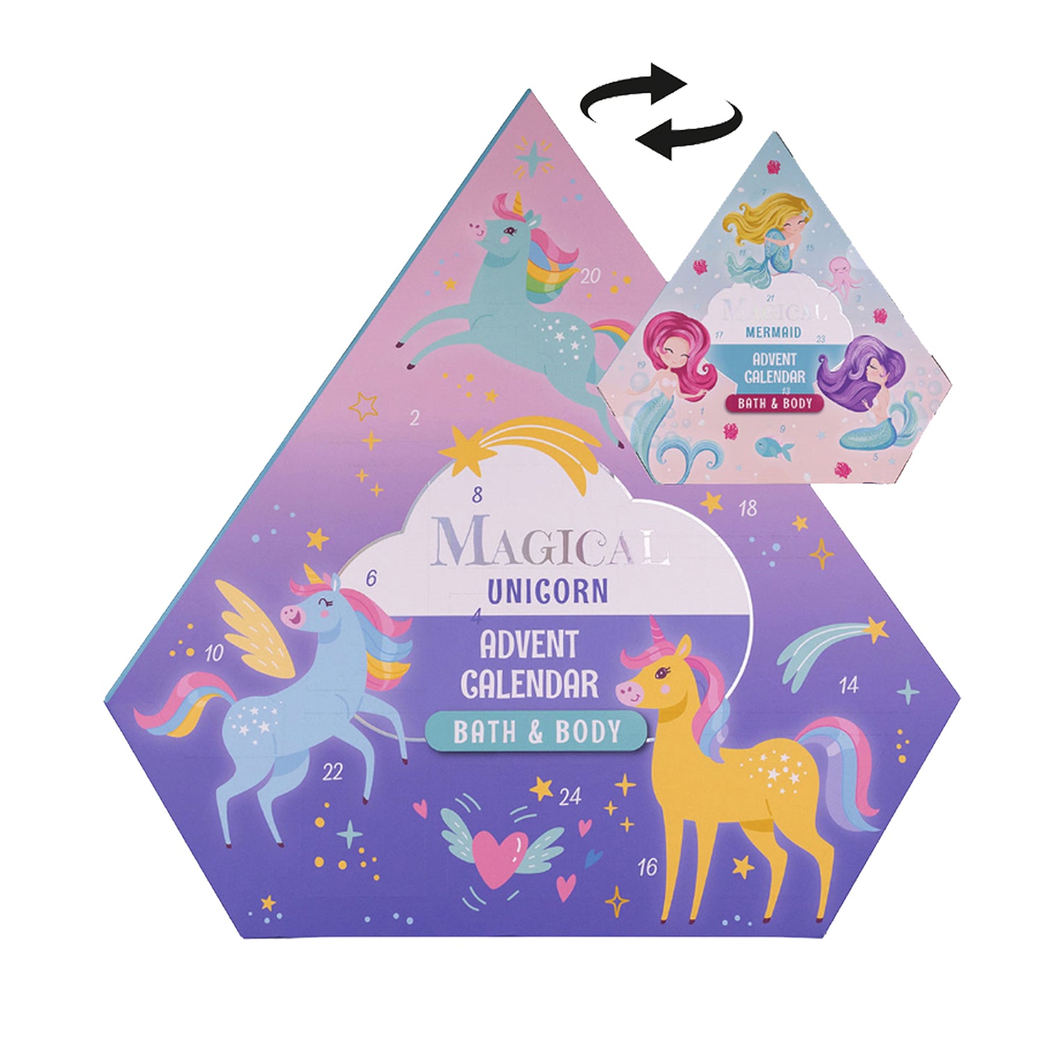 Calendario Avvento Sirena Unicorno 24 giorni Labbra Capelli Unghie