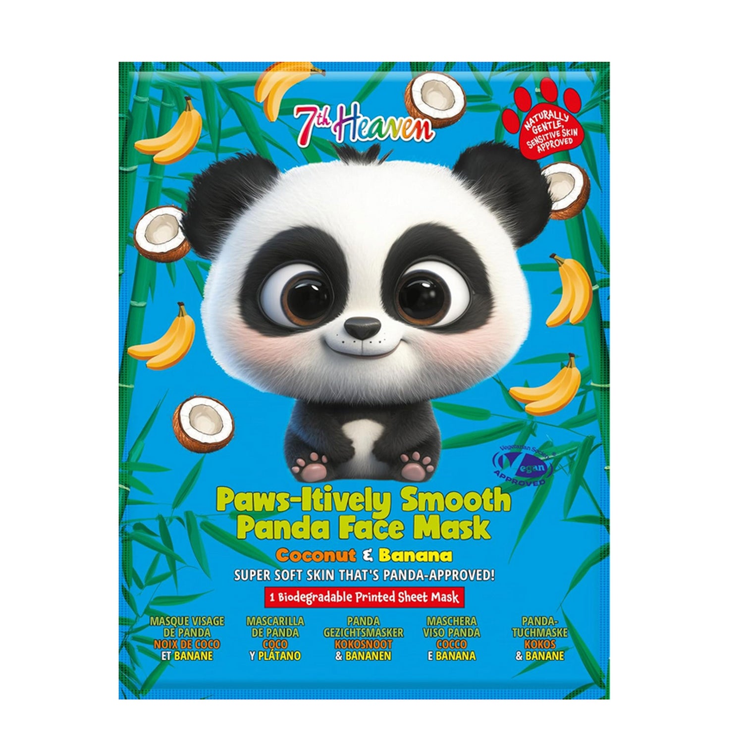 Maschera per Viso in tessuto monouso PANDA Cocco e Banana 7th Heaven