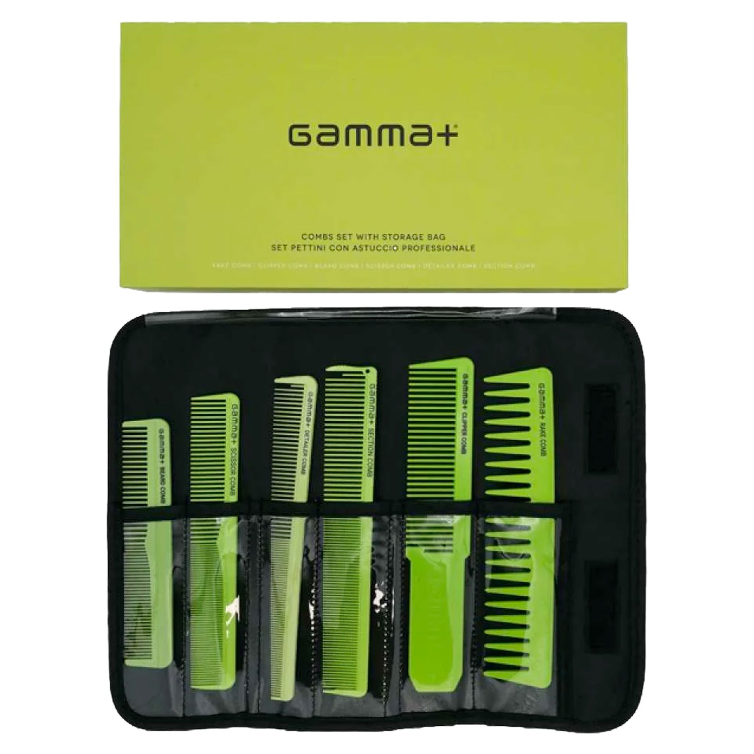 Set 6 Pettini Professionali con astuccio Verde Gamma+