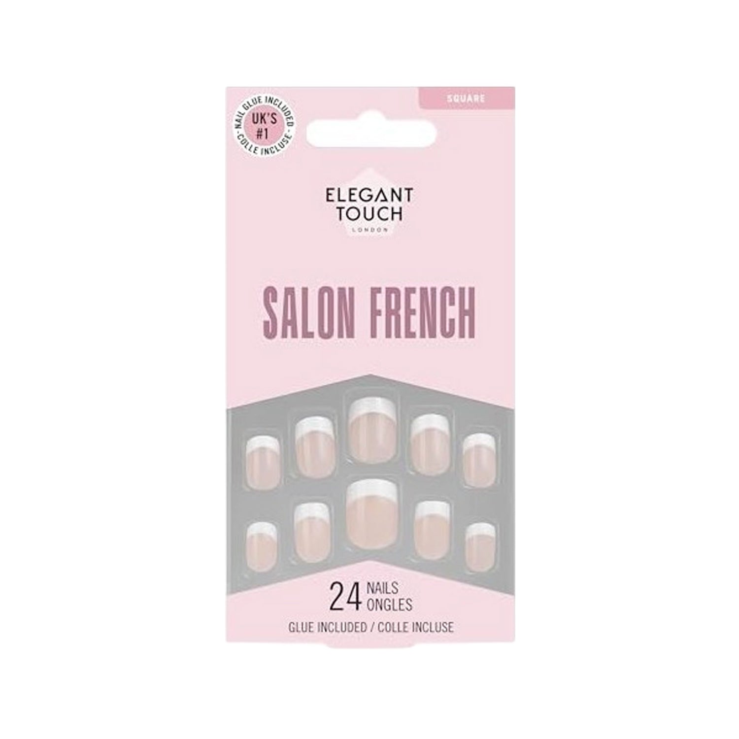 Unghie Finte Elegant Touch Salon French 126 Square 24 pz