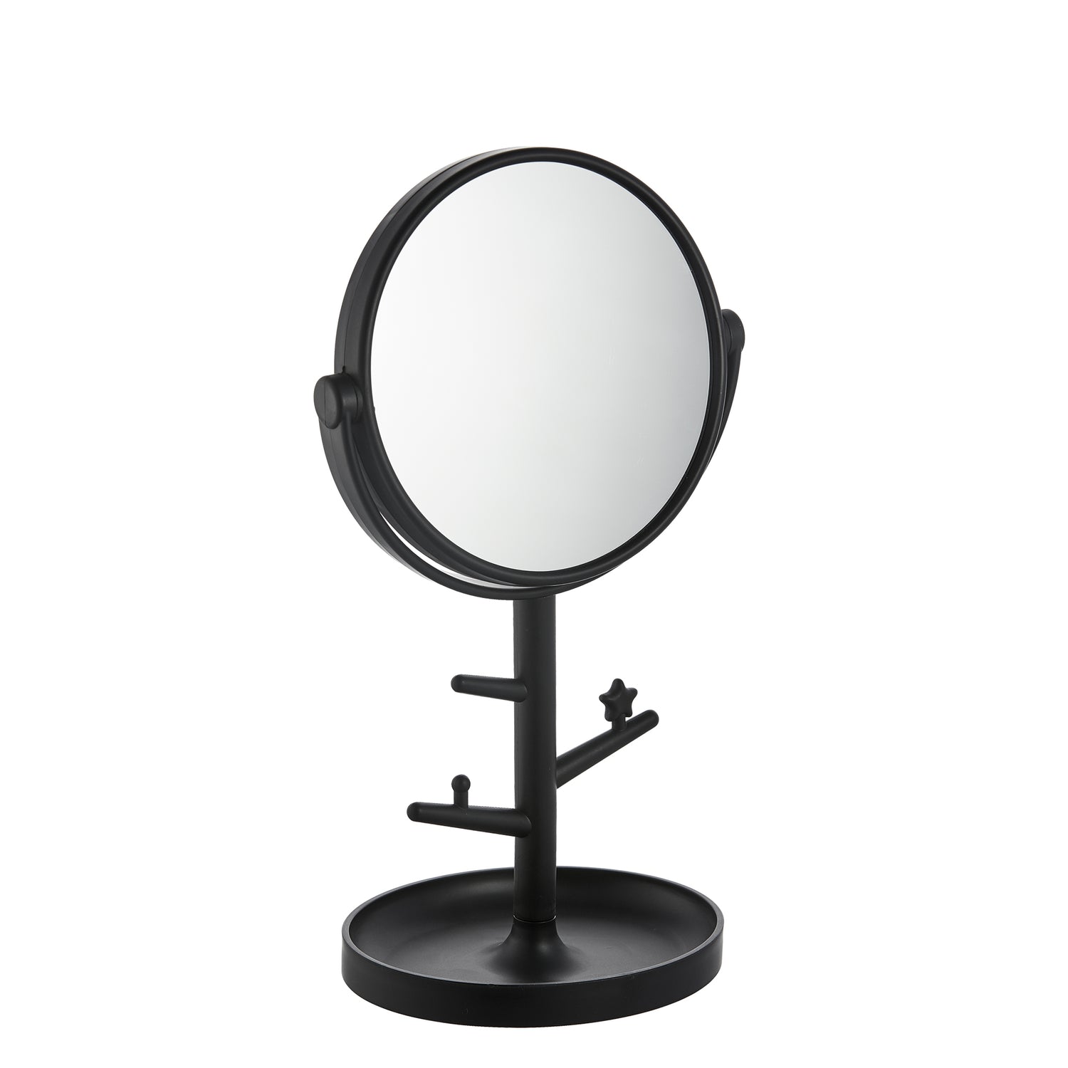 Specchio ingrandimento 1x/3x da tavolo nero con porta gioielli