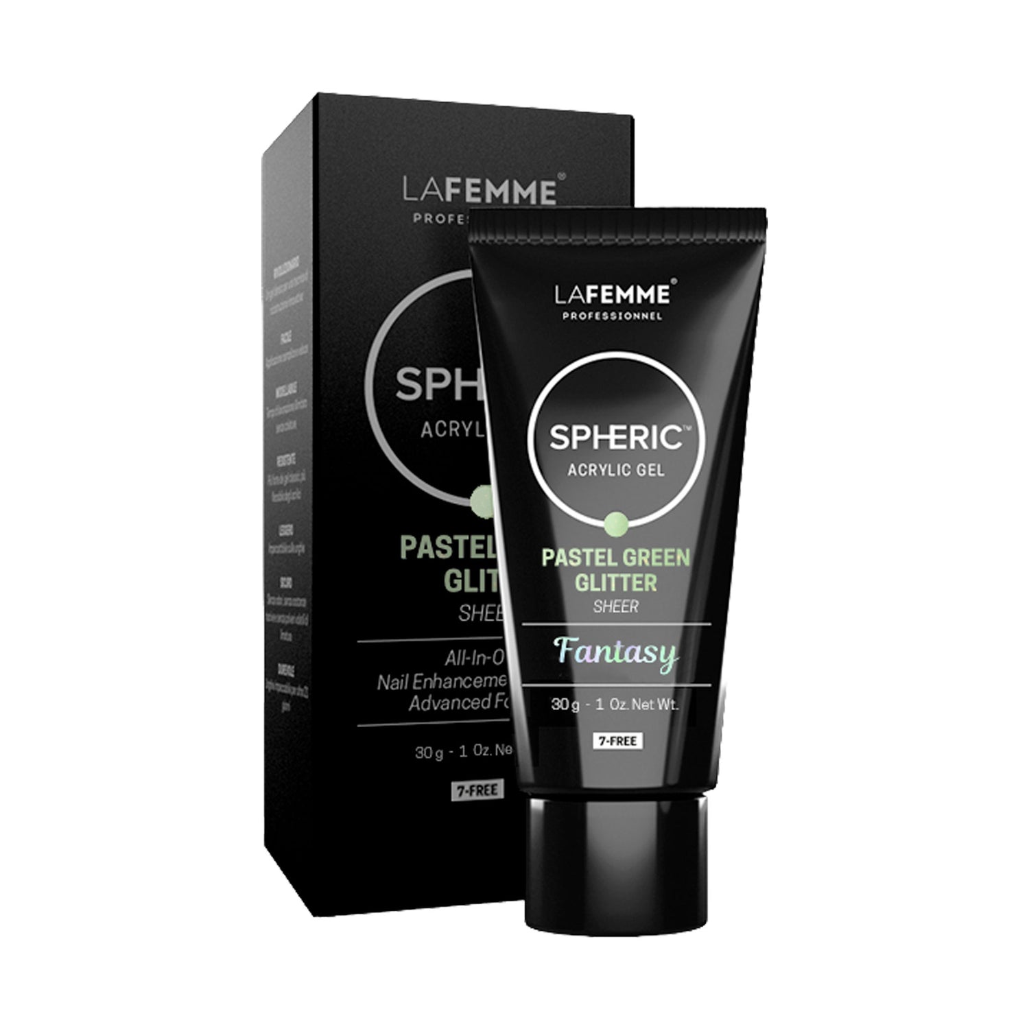 Acrylic Gel Pastel Green Glitter Spheric La Femme 30 gr