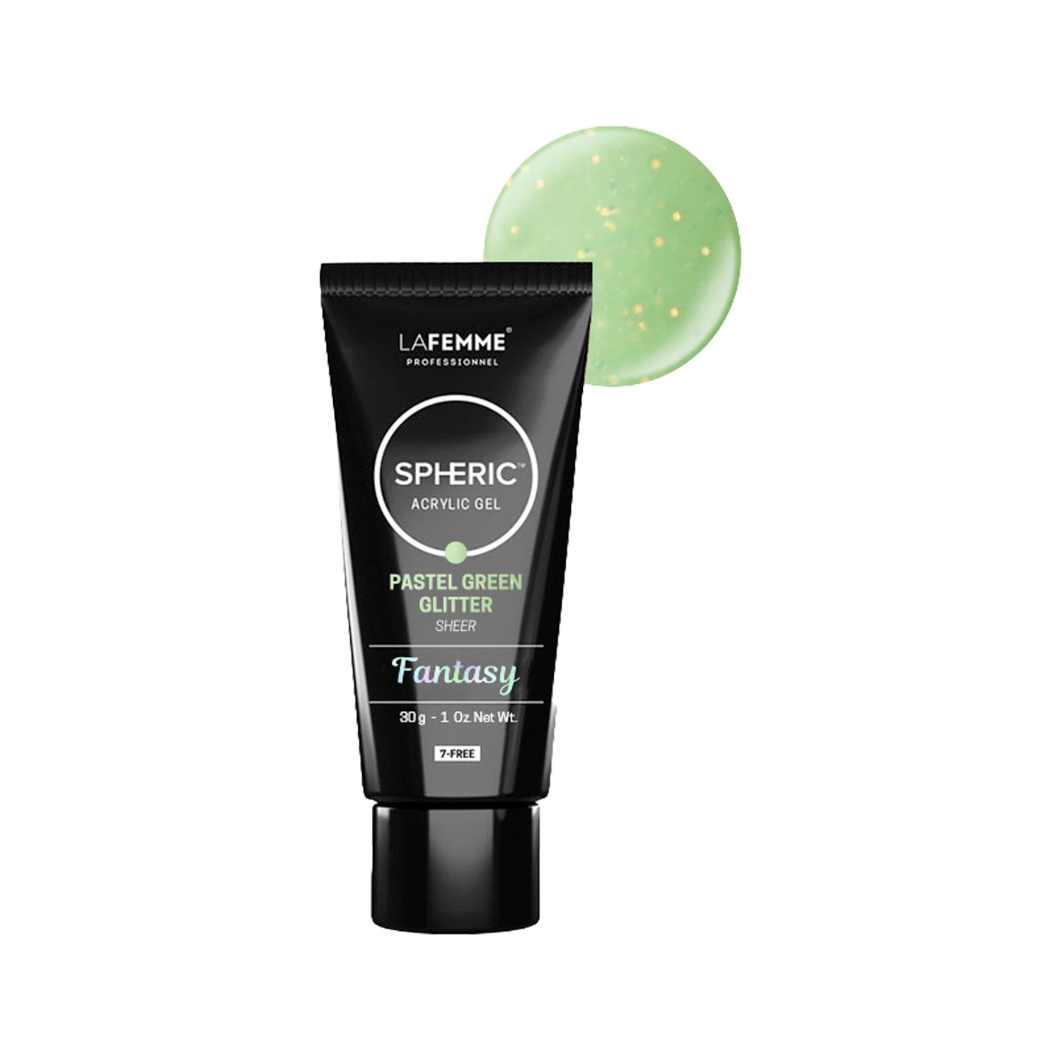 Acrylic Gel Pastel Green Glitter Spheric La Femme 30 gr