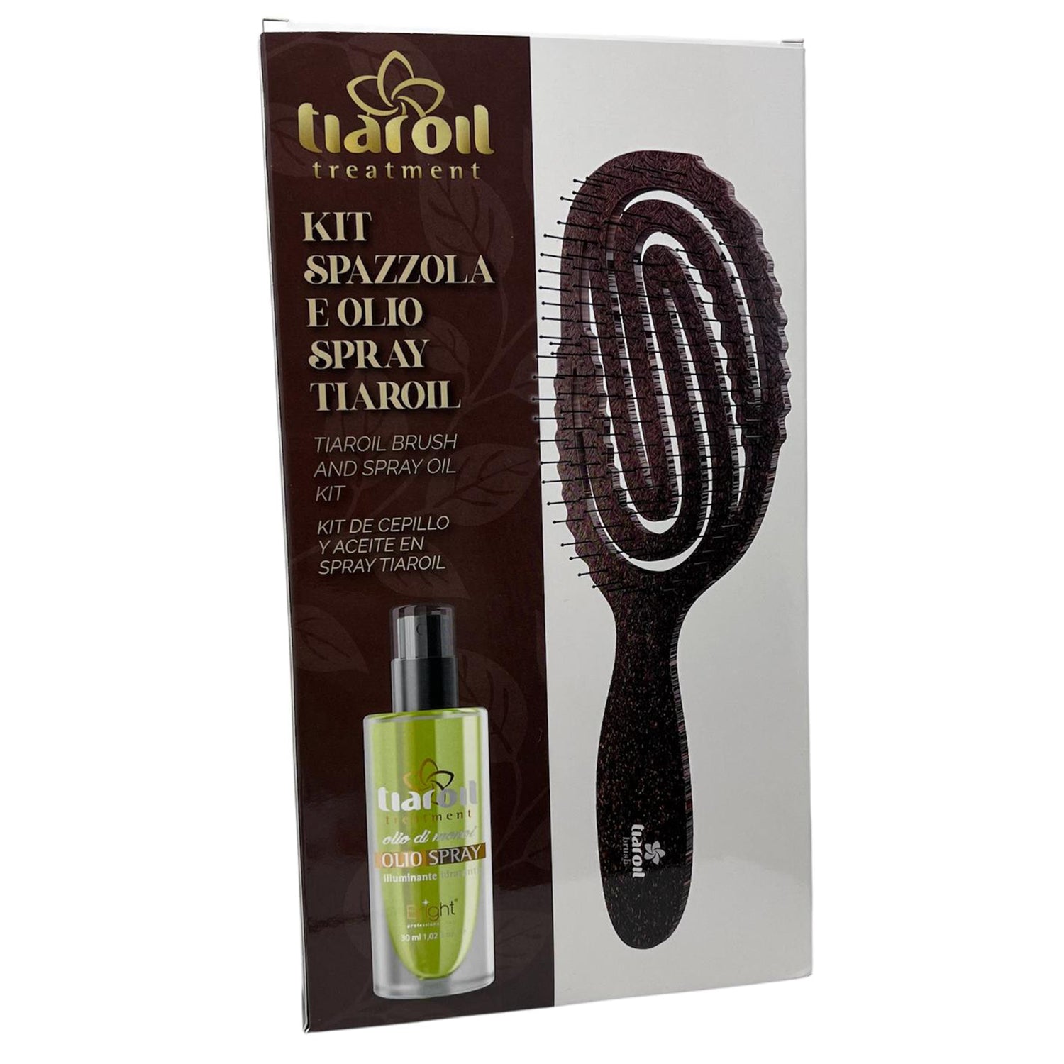 Kit Spazzola districante e Olio Spray illuminante idratante Tiaroil 30ml